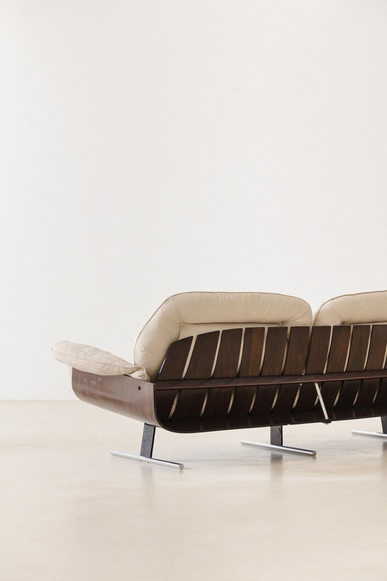 Laminated Midcentury Modern Presidential Sofa by Brazilian Designer Jorge Zalszupin, 1959