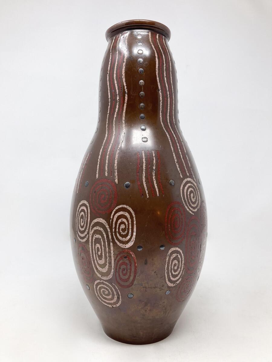 Français Vase Primavera moderne du milieu du siècle dernier avec motifs géométriques, années 1930 en vente