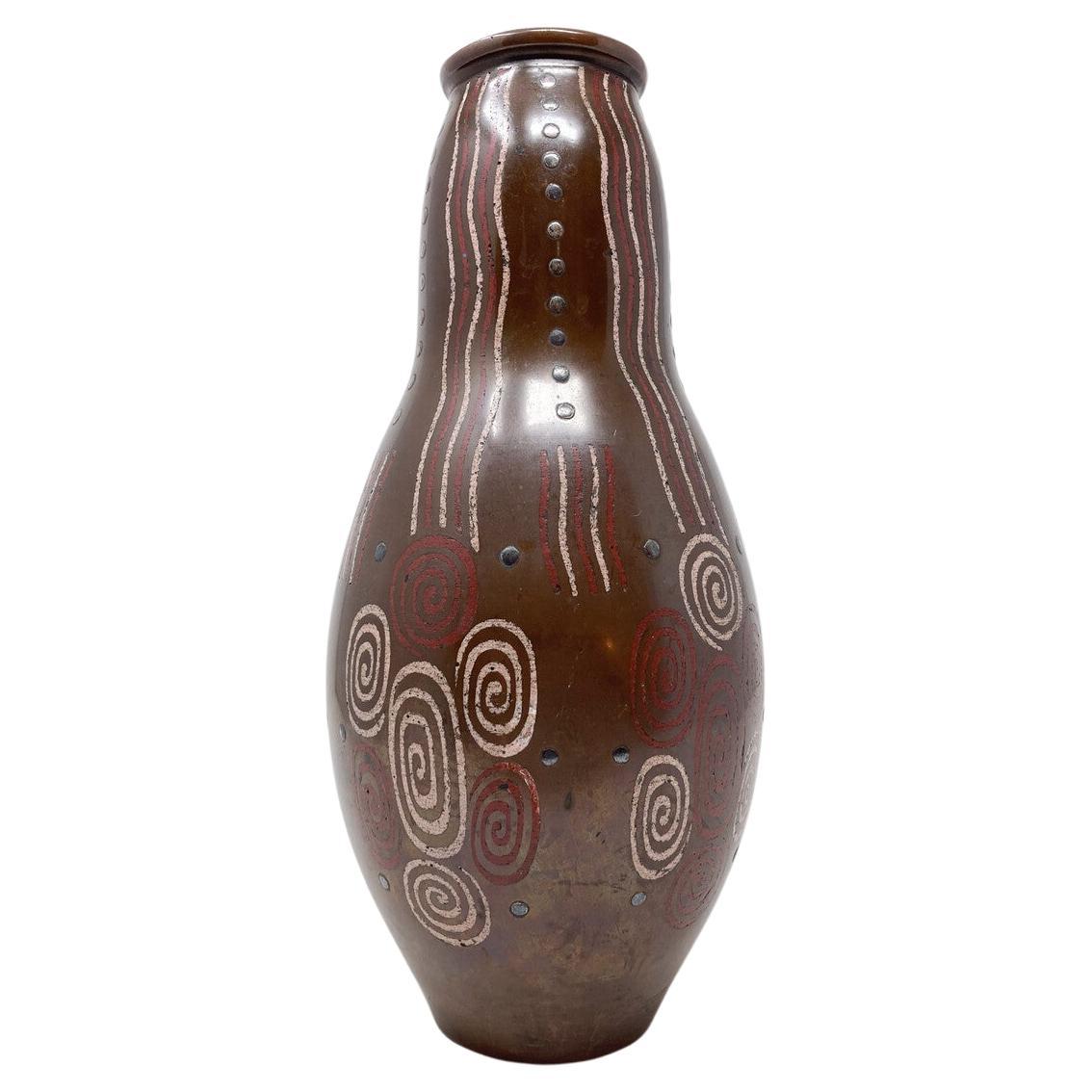 Vase Primavera moderne du milieu du siècle dernier avec motifs géométriques, années 1930 en vente