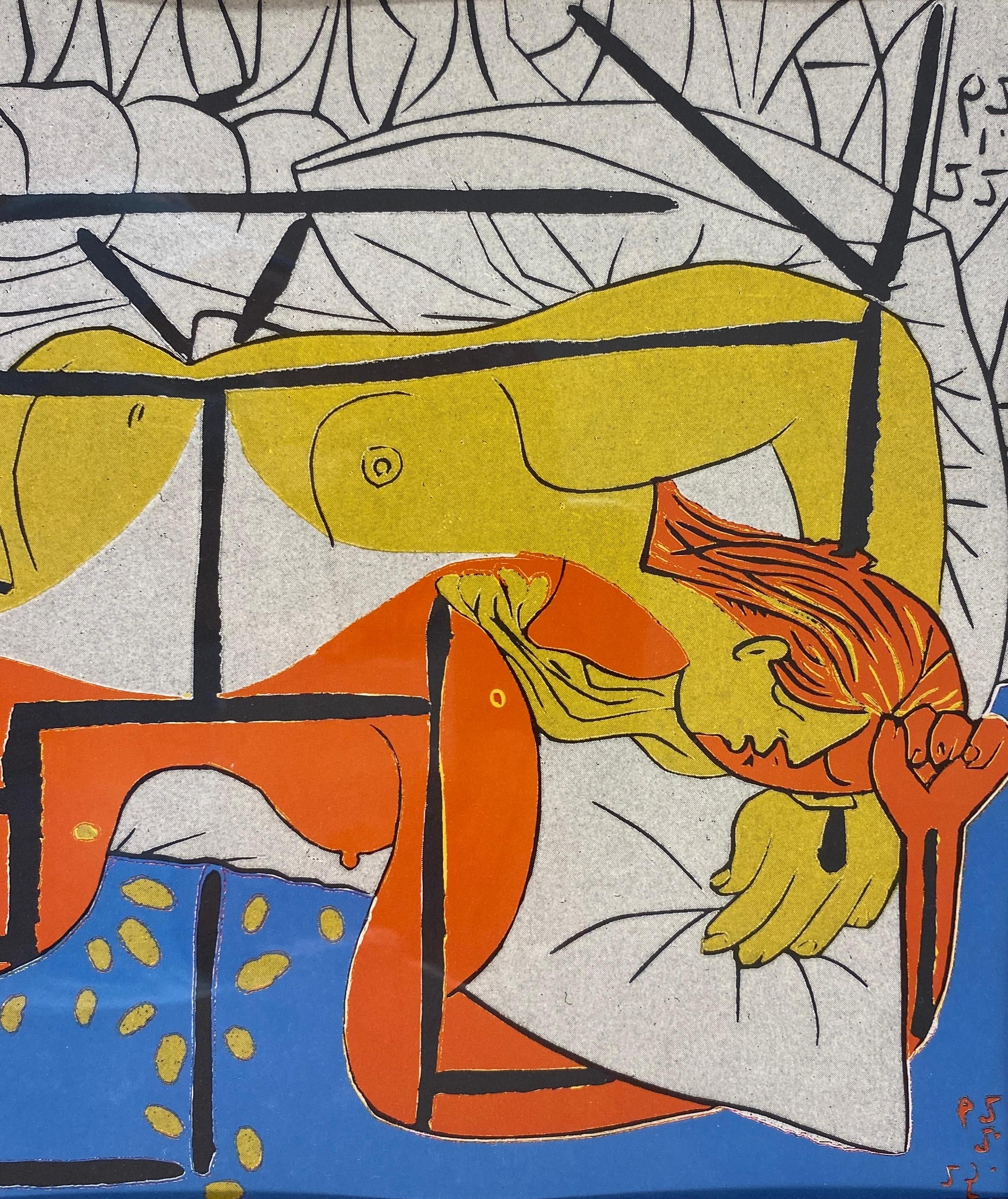 Picasso Style Mid-Century Modern Print  In Good Condition For Sale In Miami, FL
