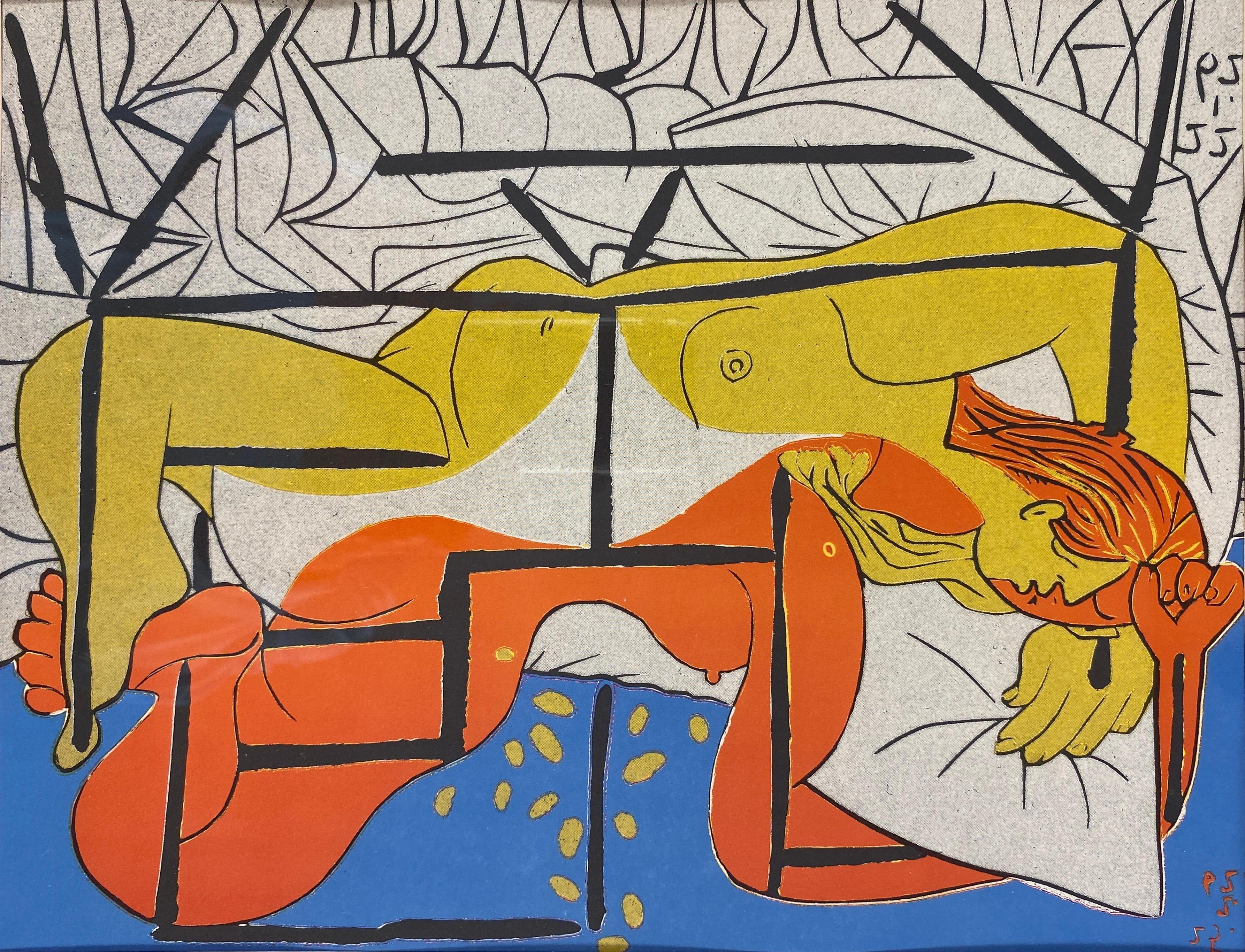 Wood Picasso Style Mid-Century Modern Print  For Sale