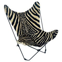 Silla safari plegable de piel de vaca estampada, moderna, de mediados de siglo