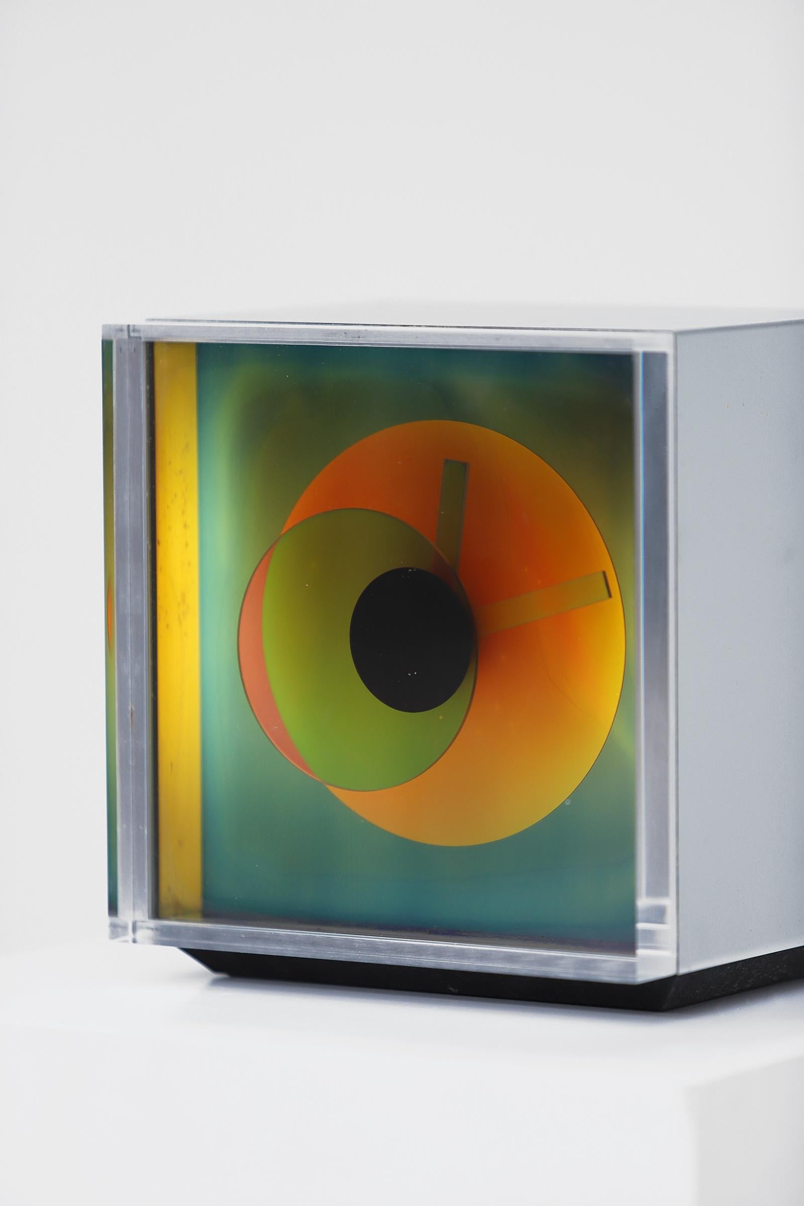South American Mid-Century Modern Prisma aluminum Aurora clock by Kirsch Hamilton 1970s