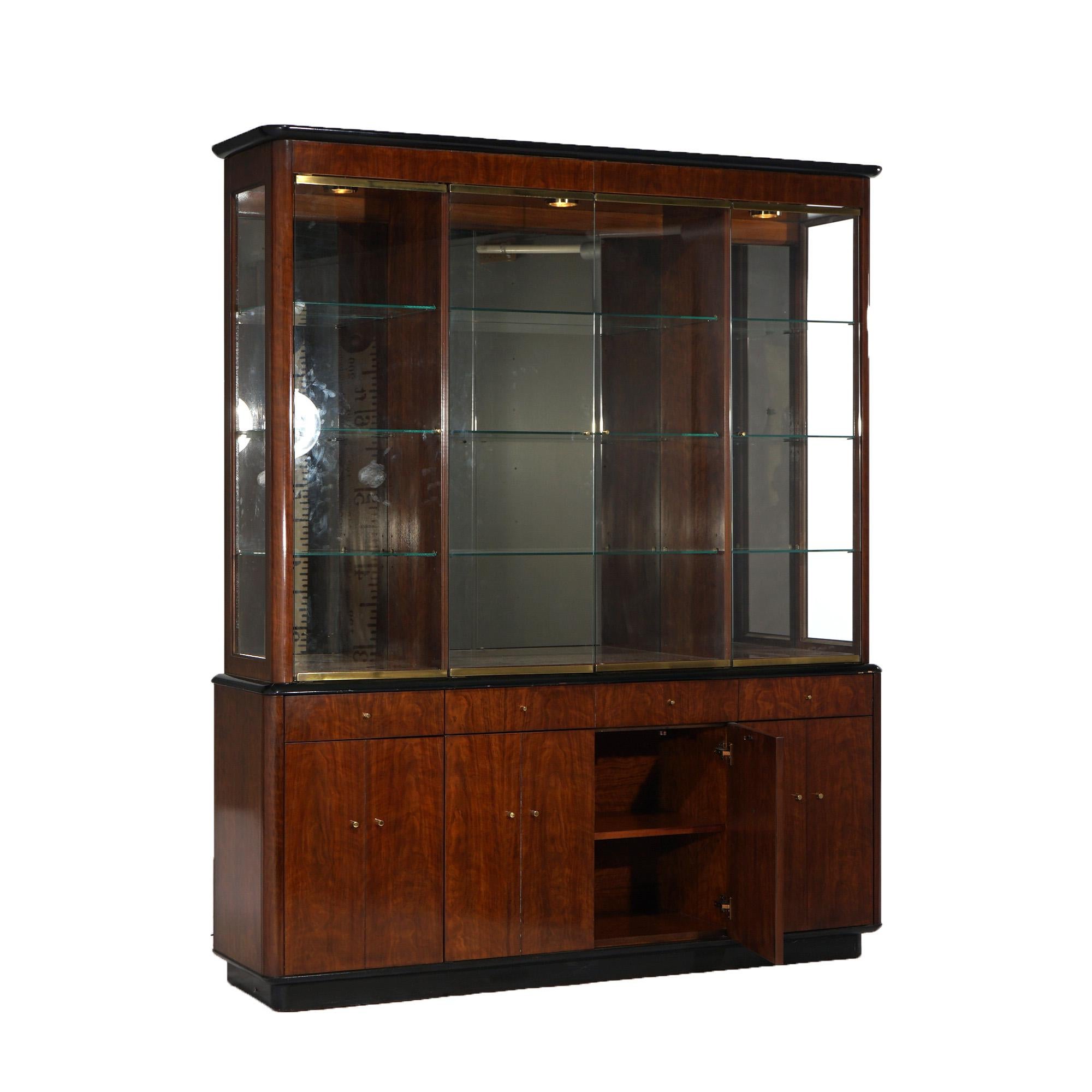 Mid Century Modern Profiles by Drexel Mahogany & Ebonized Breakfront Cabinet For Sale 5