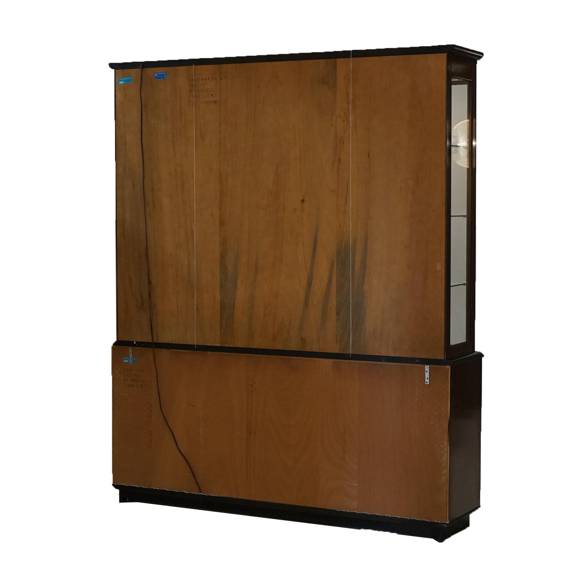 Mid Century Modern Profiles by Drexel Mahogany & Ebonized Breakfront Cabinet For Sale 12