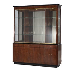 Mid Century Modern Profiles by Drexel Mahogany & Ebonized Breakfront Cabinet