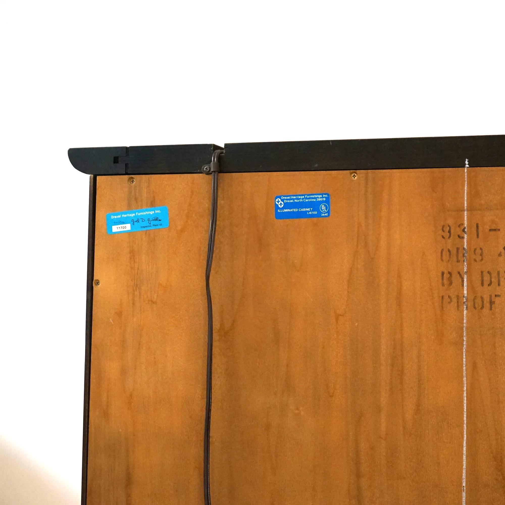 Mid Century Modern Profiles by Drexel Mahogany & Ebonized Breakfront Cabinet For Sale 12