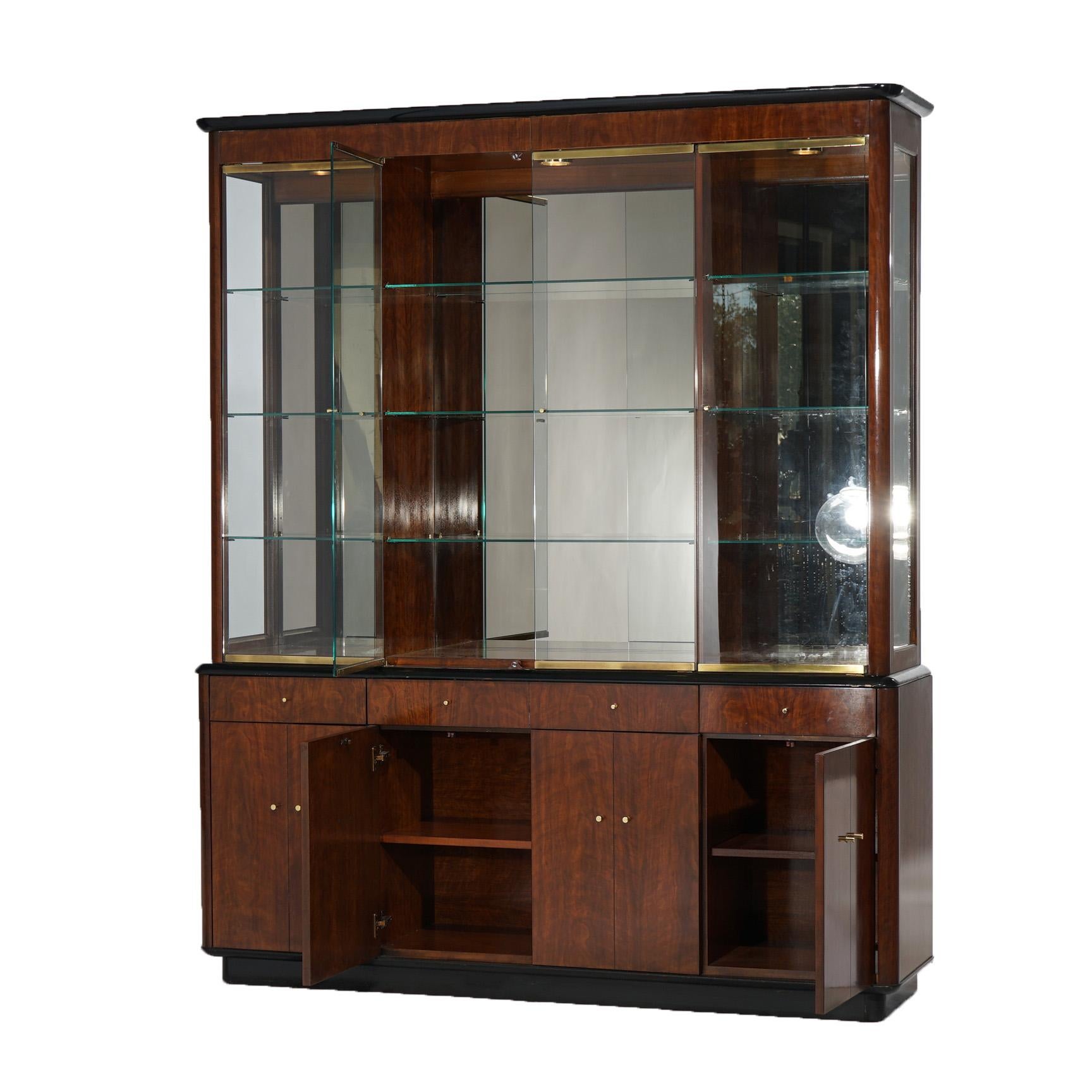 Mid Century Modern Profiles by Drexel Mahogany & Ebonized Breakfront Cabinet For Sale 1