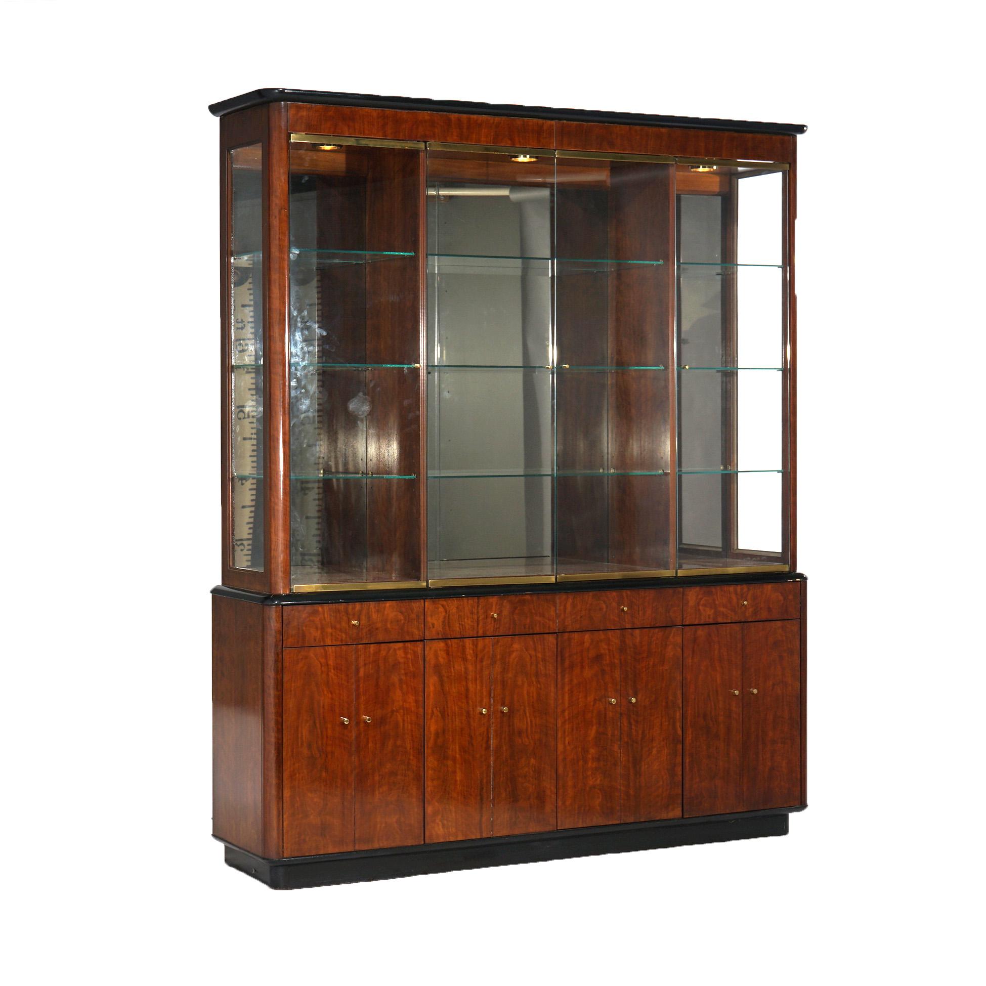Mid Century Modern Profiles by Drexel Mahogany & Ebonized Breakfront Cabinet For Sale 3