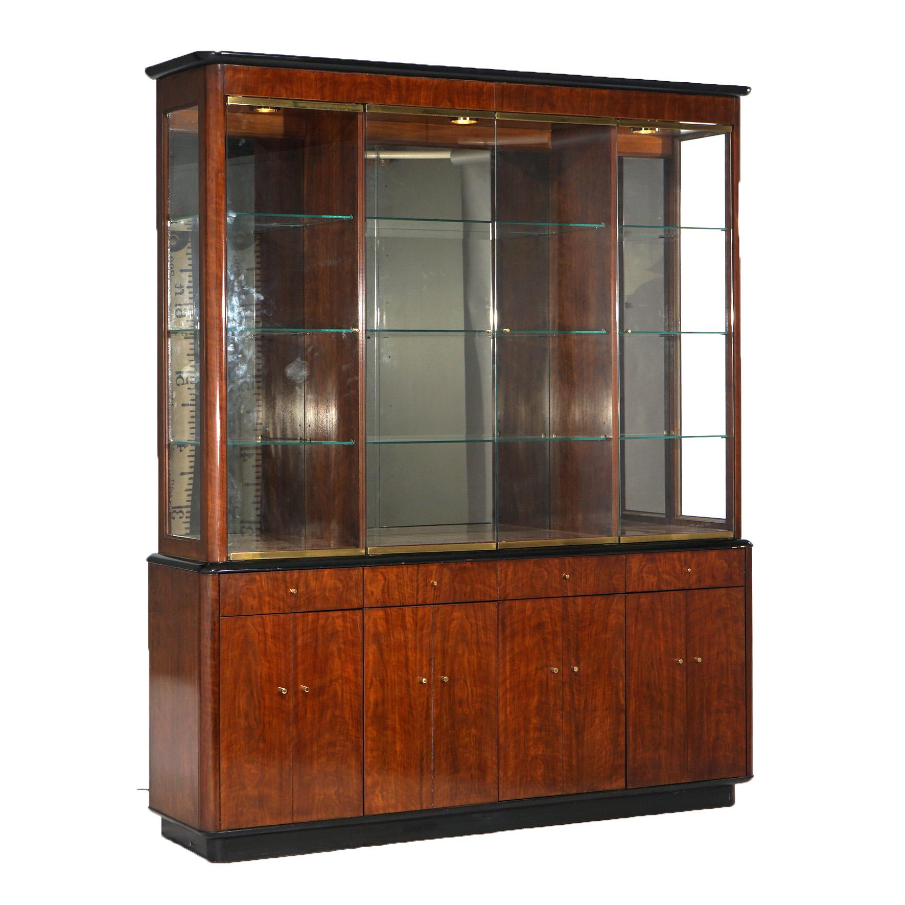 Mid Century Modern Profiles by Drexel Mahogany & Ebonized Breakfront Cabinet For Sale 4