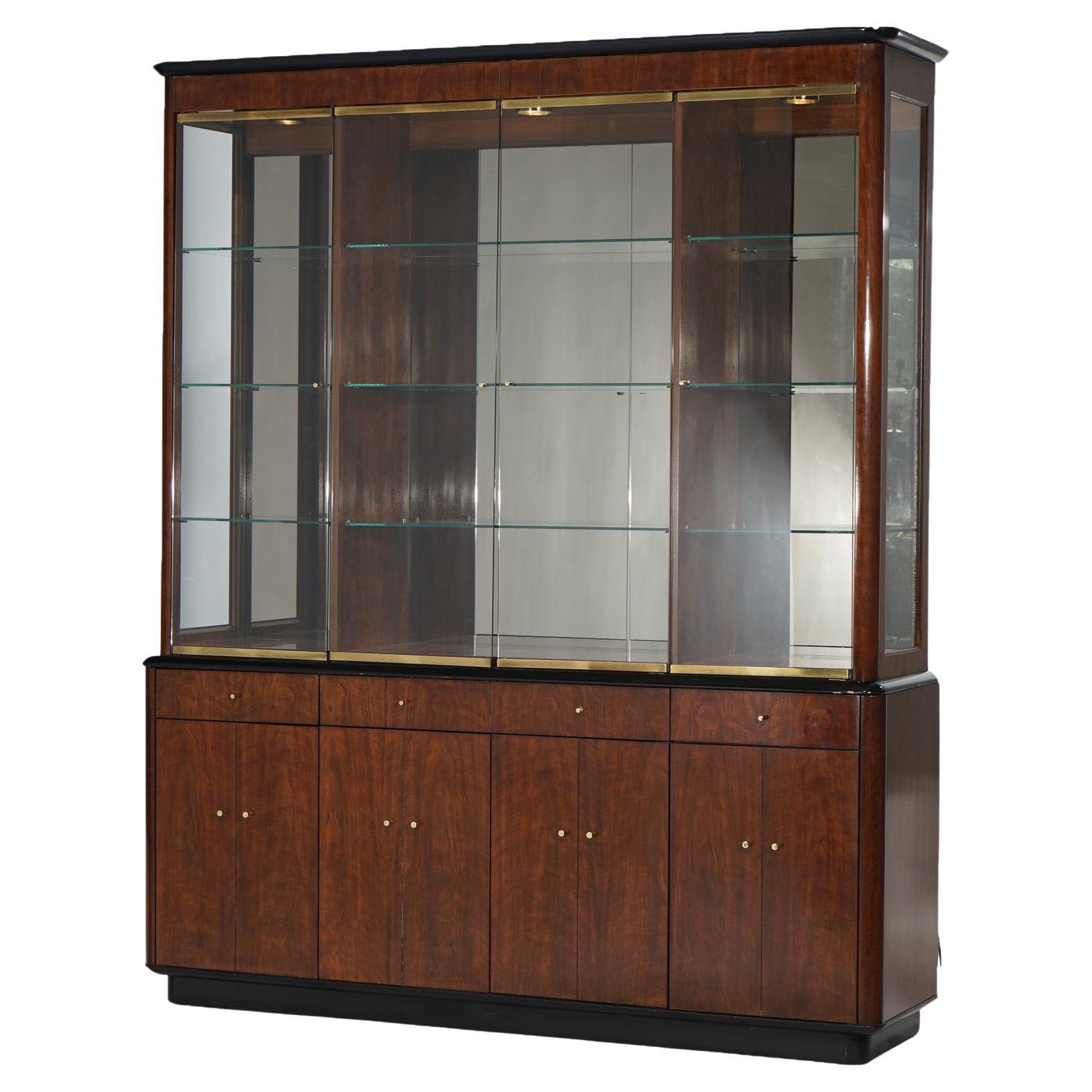 Mid Century Modern Profiles by Drexel Mahogany & Ebonized Breakfront Cabinet For Sale