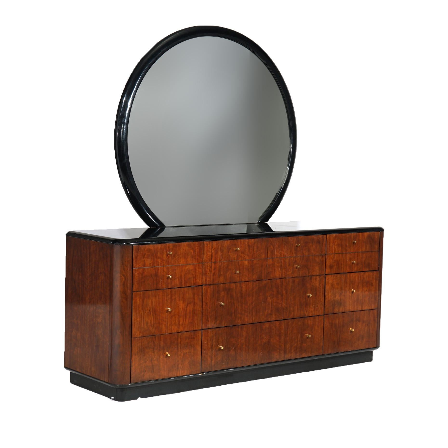 Mid-Century Modern Mid Century Modern Profiles By Drexel Mahogany & Ebonized Mirrored Dresser 20thC For Sale
