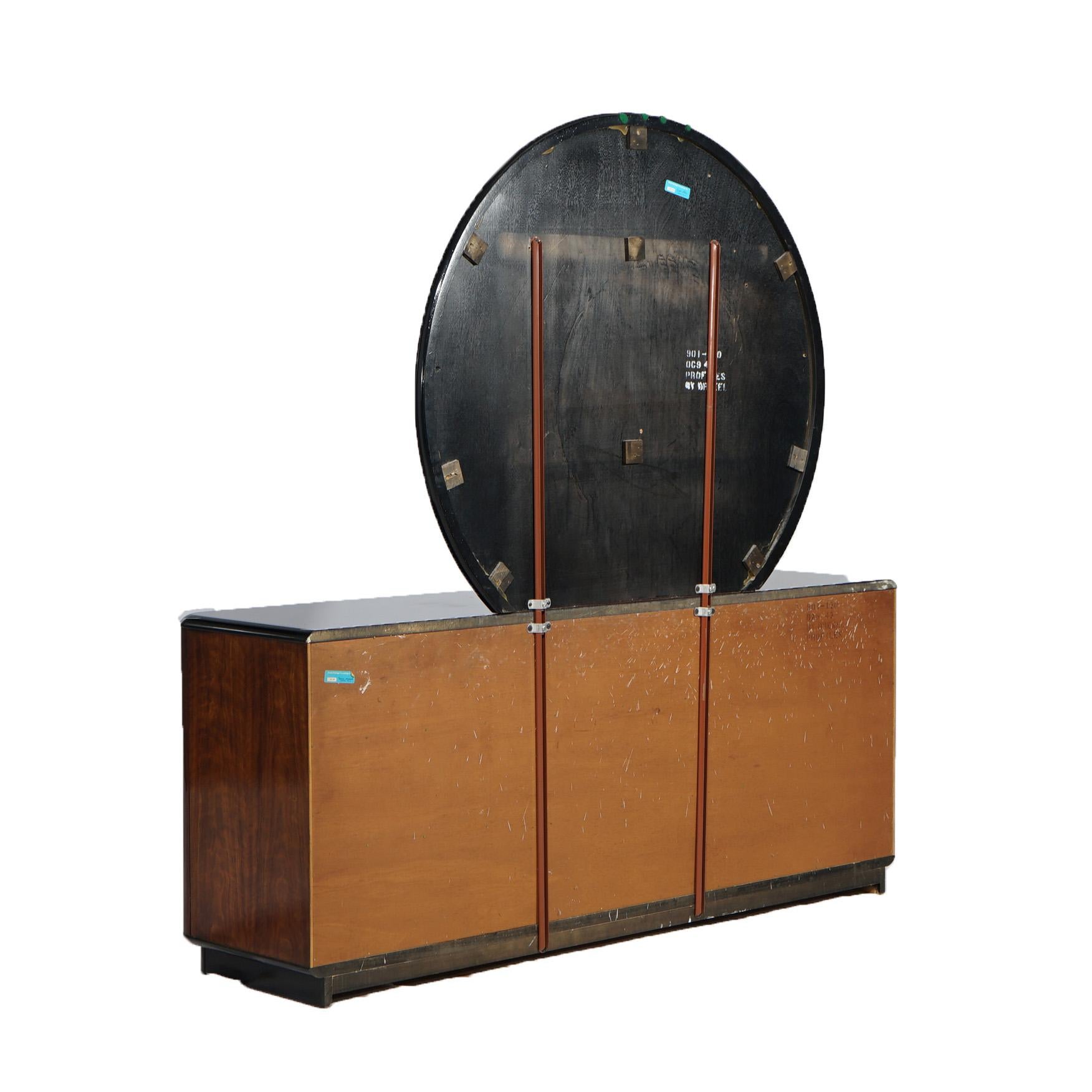 Mid Century Modern Profiles By Drexel Mahogany & Ebonized Mirrored Dresser 20thC In Good Condition For Sale In Big Flats, NY