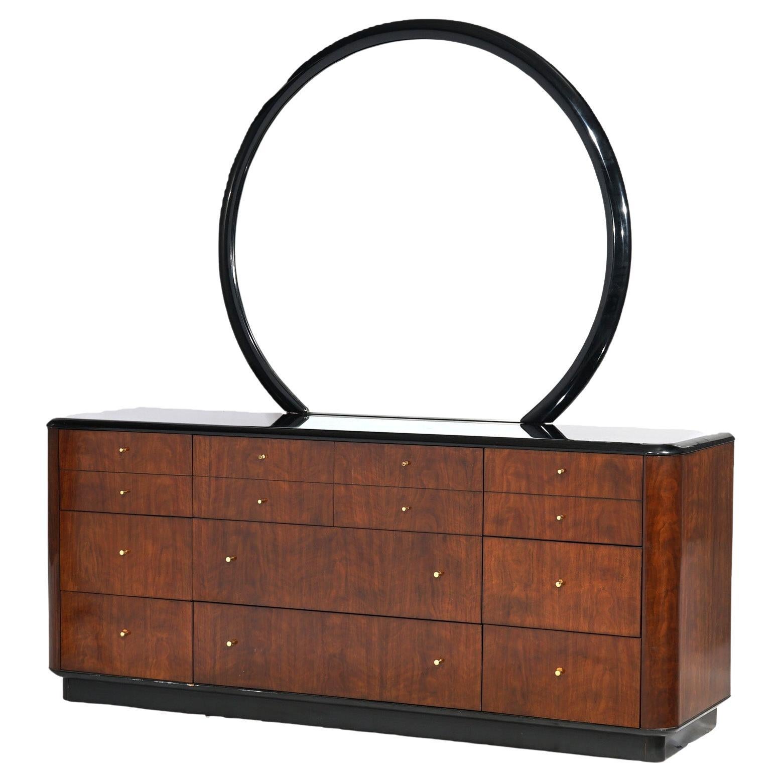 Mid Century Modern Profiles By Drexel Mahogany & Ebonized Mirrored Dresser 20thC For Sale