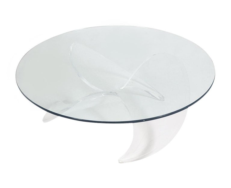 MidCentury Modern Propeller Circular Cocktail Table in Lucite and