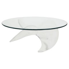 Mid-Century Modern Propeller Circular Cocktail Table in Lucite & Glass