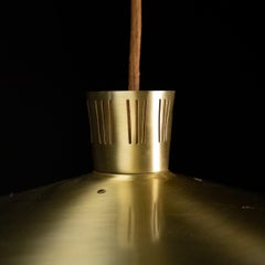 Mid century modern pull down brass pendant light