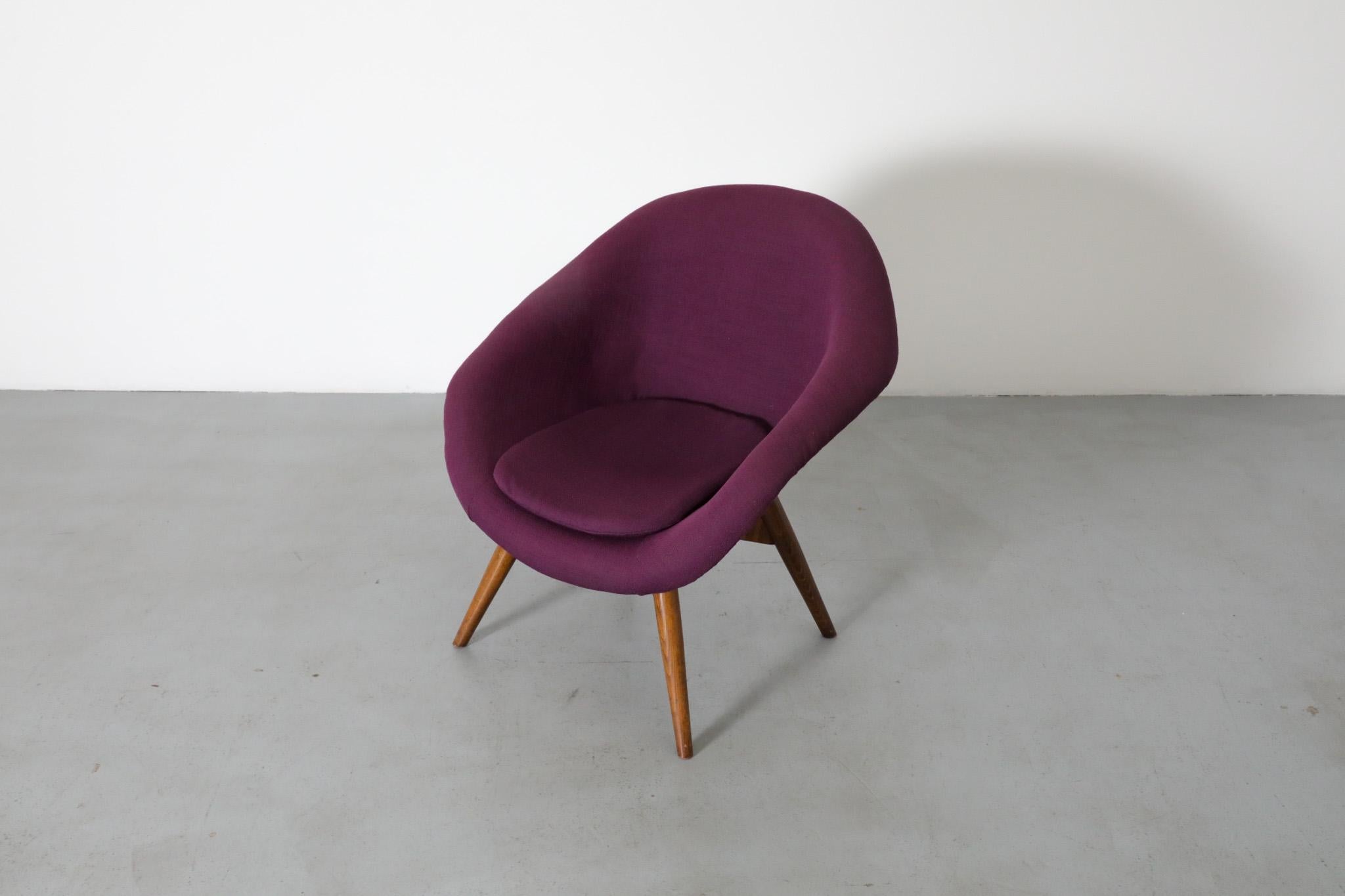 Upholstery Mid-Century Purple Bucket lounge Chair by Miroslav Navrátil for Vertex For Sale