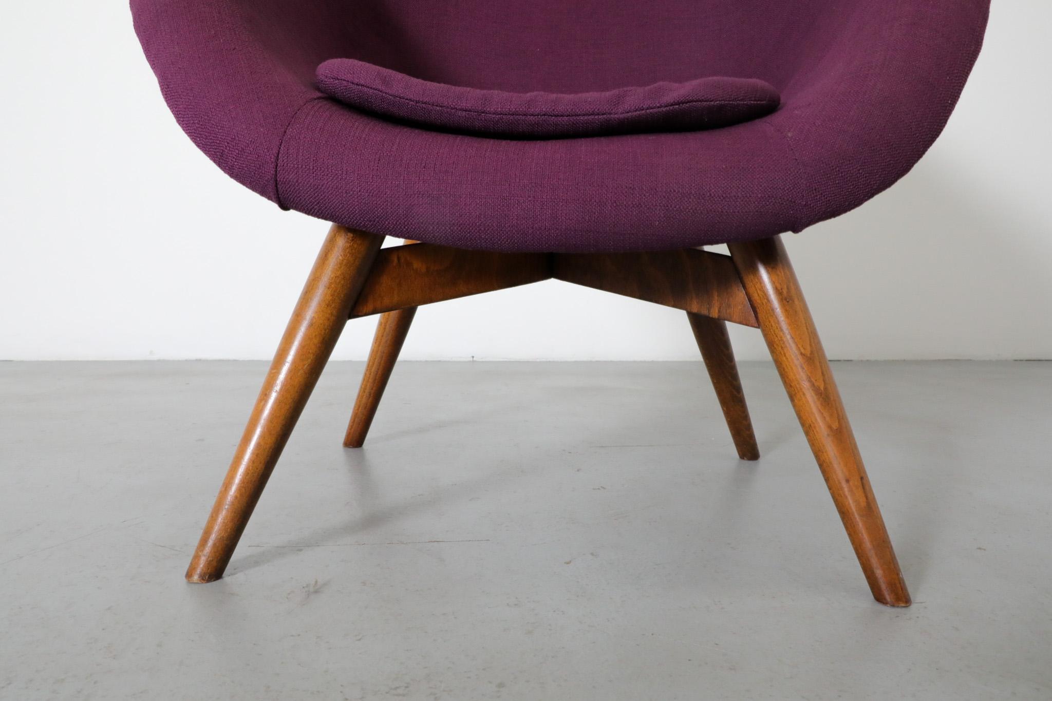 Mid-Century Purple Bucket lounge Chair by Miroslav Navrátil for Vertex For Sale 7