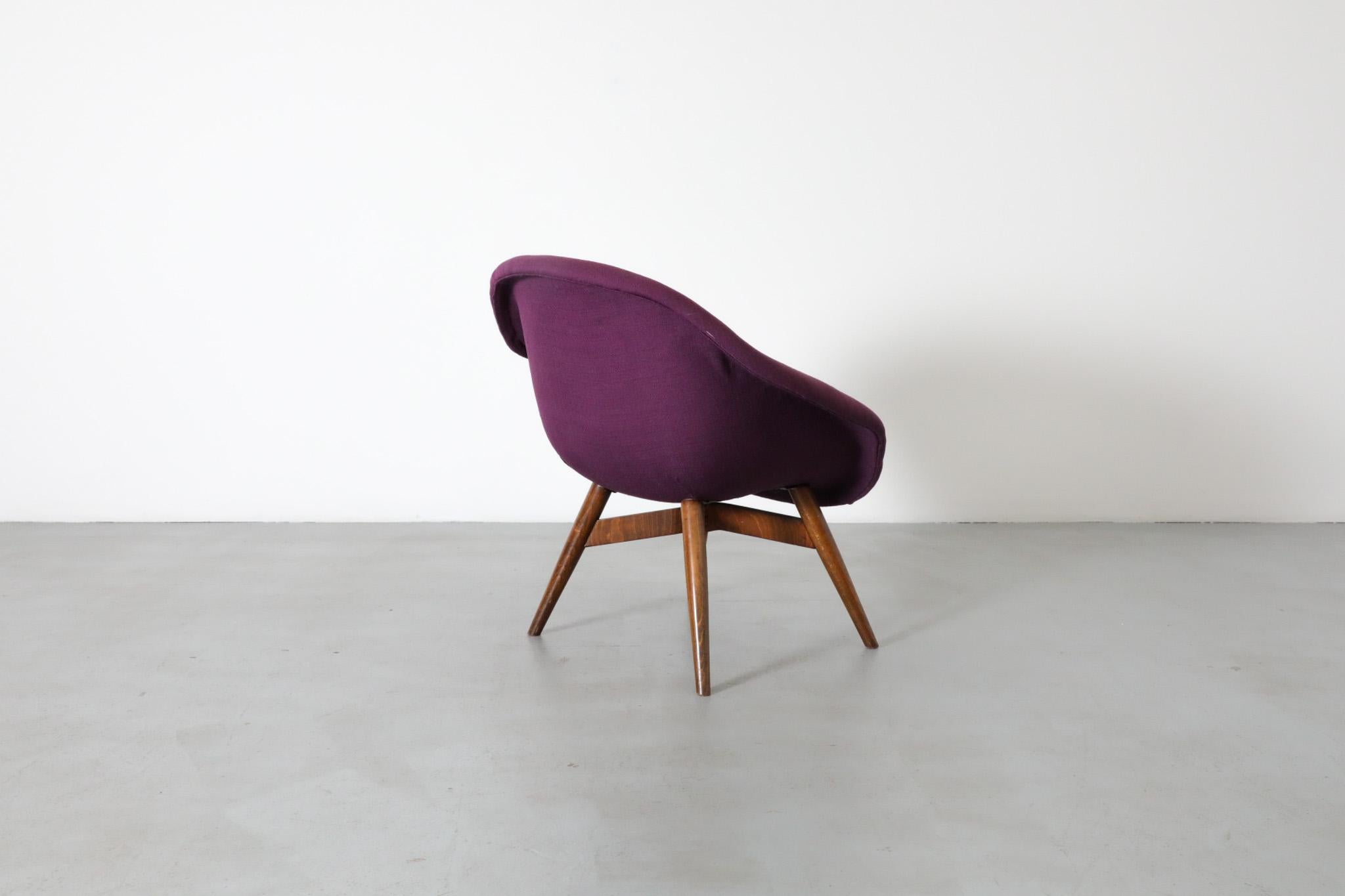 Mid-Century Modern Mid-Century Purple Bucket lounge Chair by Miroslav Navrátil for Vertex For Sale