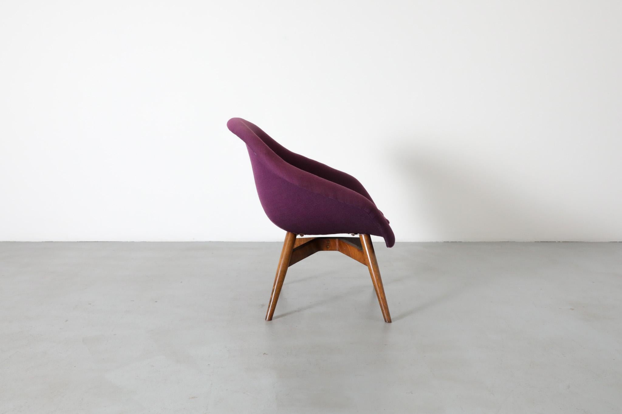 Czech Mid-Century Purple Bucket lounge Chair by Miroslav Navrátil for Vertex For Sale