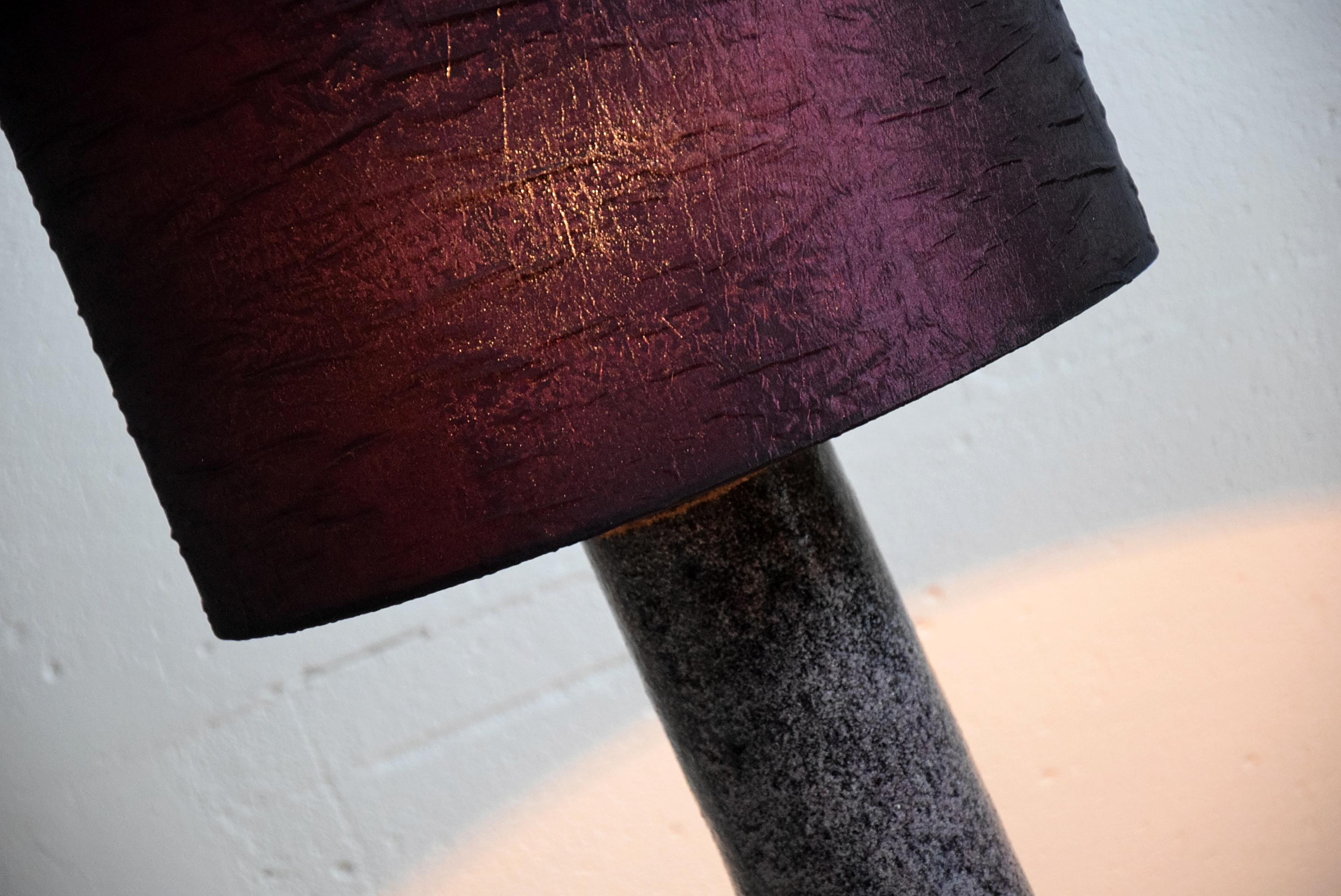 Late 20th Century Mid-Century Modern Purple Ceramic Table Lamp by Pieter Groeneveldt For Sale