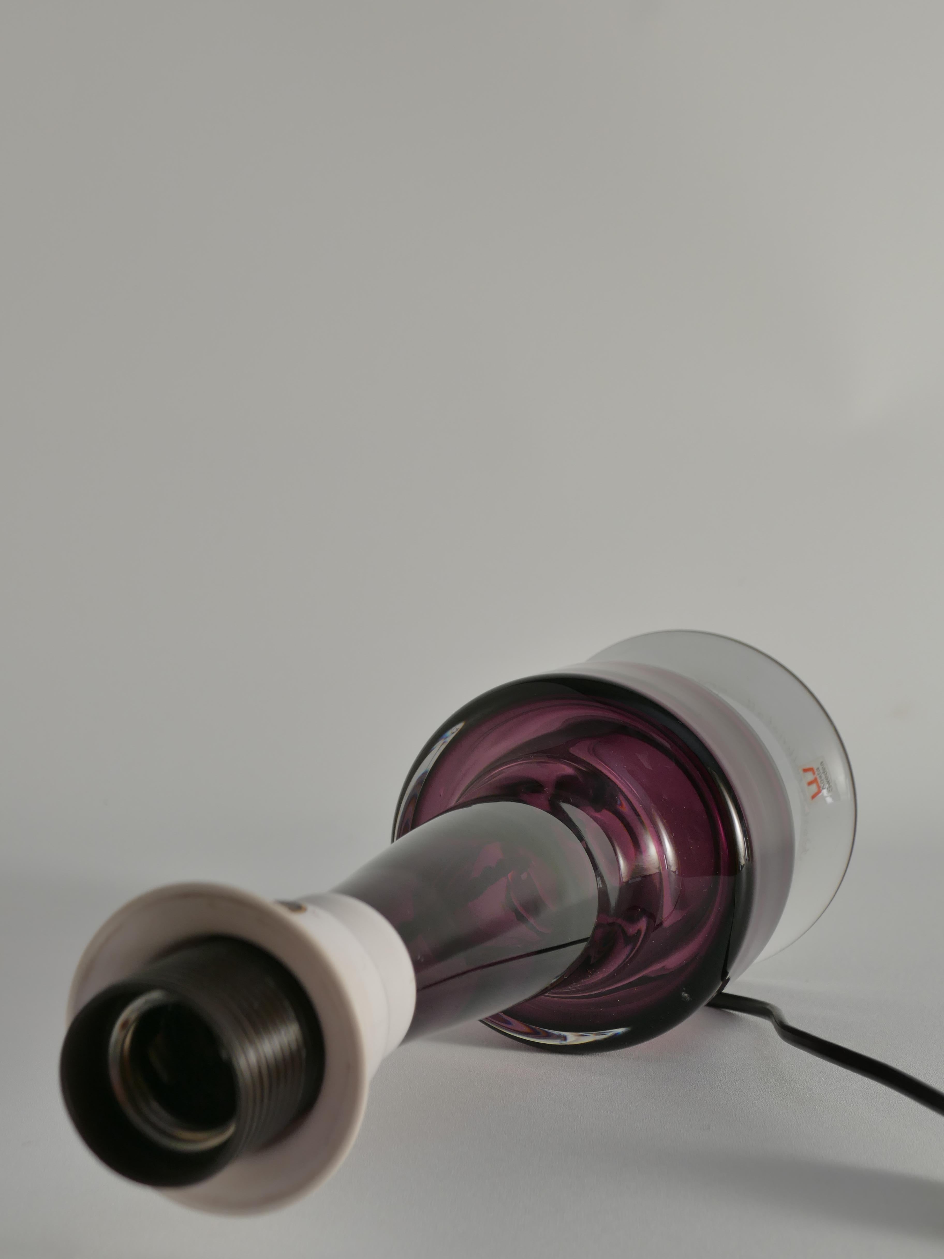 Mid-Century Modern Purple Chrystal Glass Table Lamp by Kosta 1960s For Sale 5