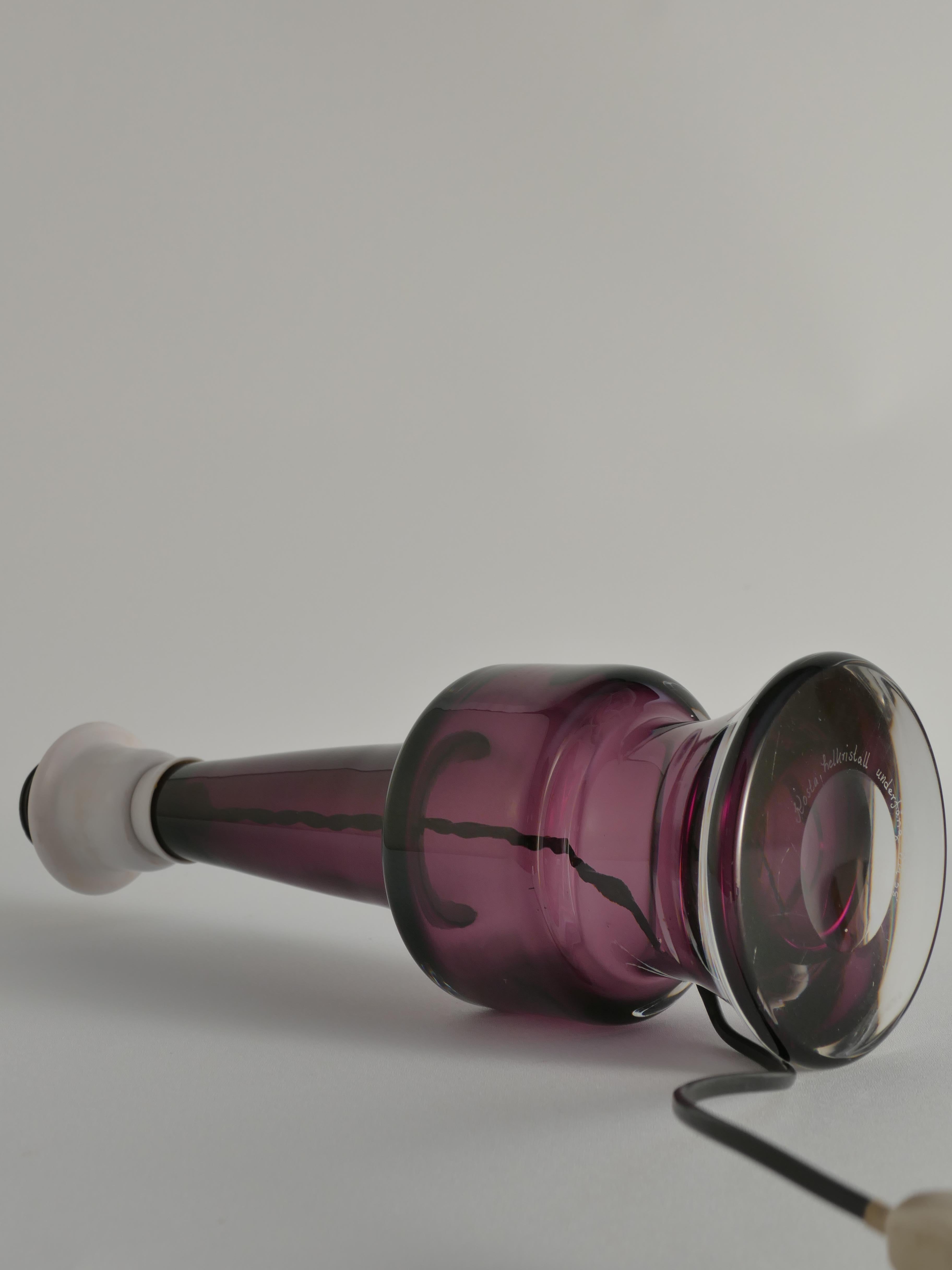 Mid-Century Modern Purple Chrystal Glass Table Lamp by Kosta 1960s For Sale 6