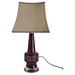 Vintage Mid-Century Modern Purple Chrystal Glass Table Lamp by Kosta 1960s