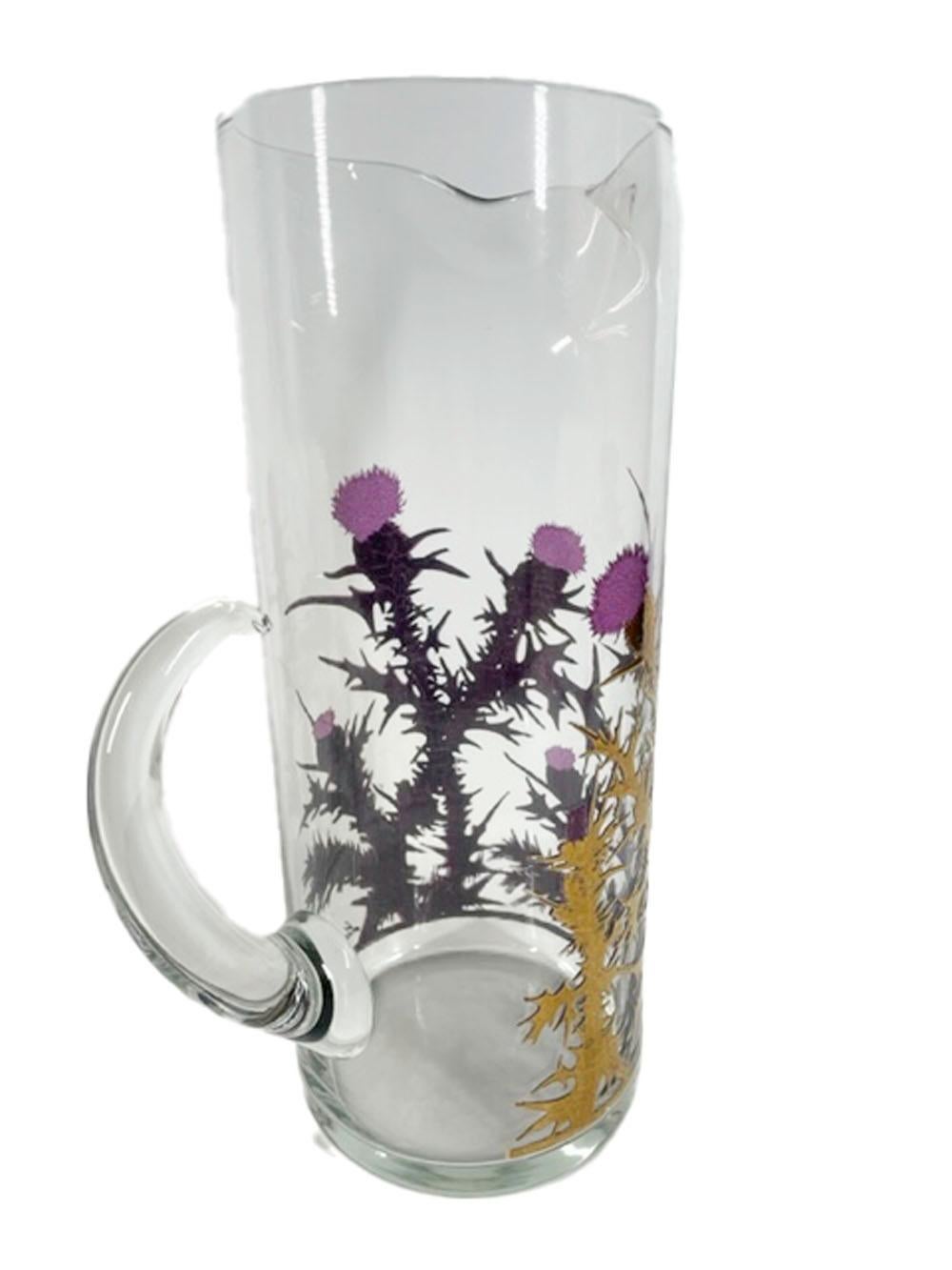 American Mid-Century Modern Purple Enamel and 22k Gold Gregory Duncan Beverage Pitcher For Sale