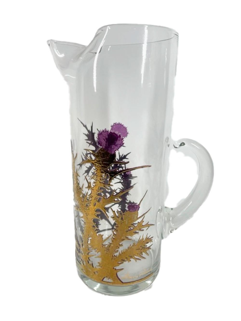 Mid-20th Century Mid-Century Modern Purple Enamel and 22k Gold Gregory Duncan Beverage Pitcher For Sale