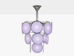 Mid-Century Modern, Purple Murano Glass, Chrome, Pendant Light, 1960s