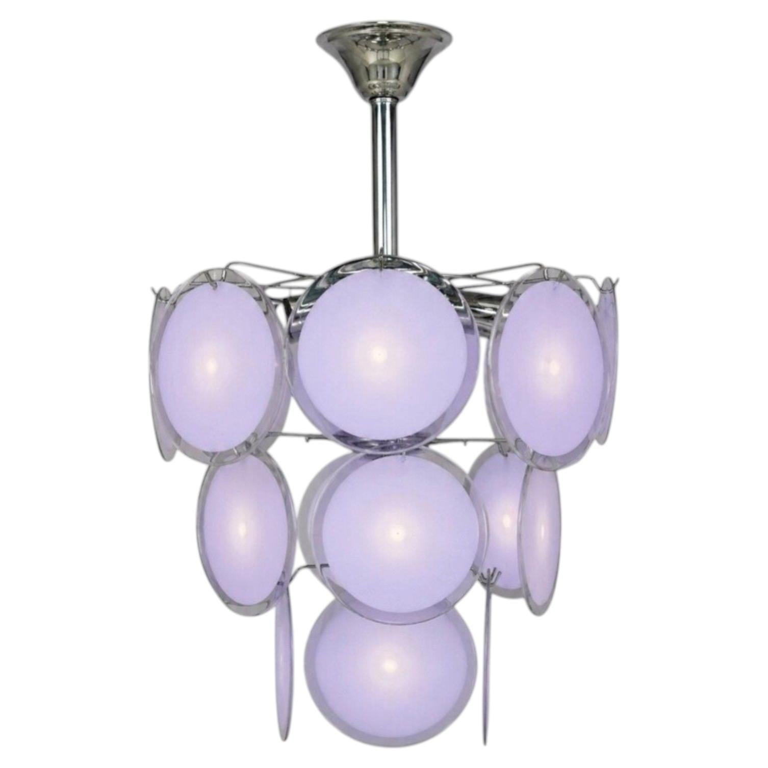 Mid-Century Modern, Purple Murano Glass, Chrome, Pendant Light, 1960s