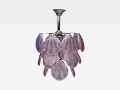 Mid-Century Modern, Purple Shell Motif Murano Glass, Pendant Light, 1960s