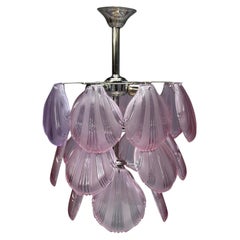 Mid-Century Modern, Purple Shell Motif Murano Glass, Pendant Light, 1960s