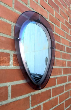 Mid-Century Modern Purple Wall Mirror, Italy, 1970s