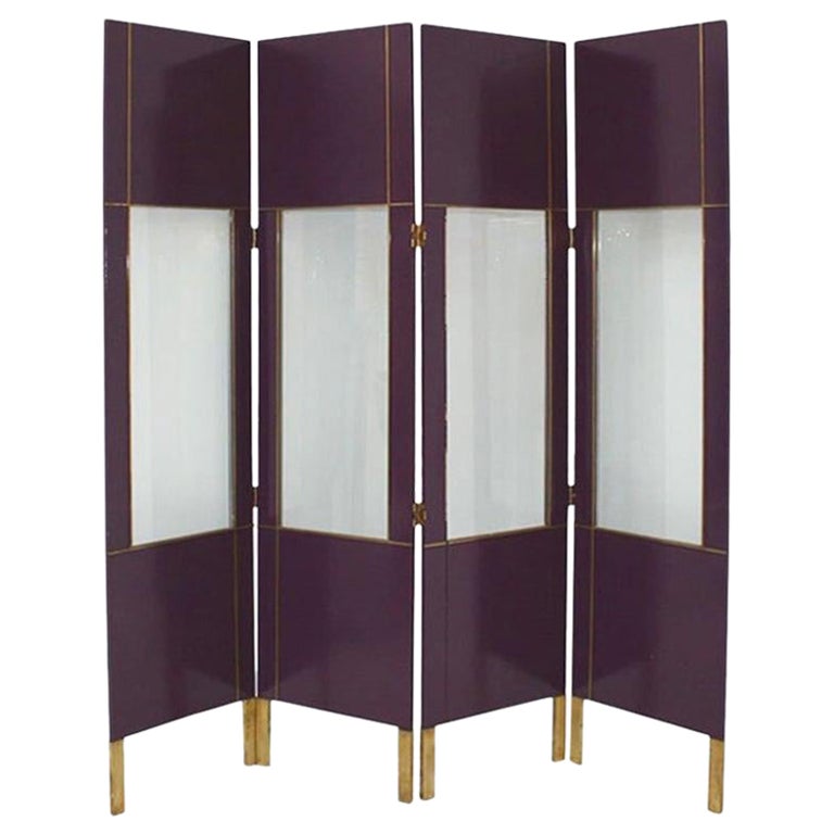 The Modern Modern Wood Wood Gold Brass Italian Screen Divider (Séparateur d'écran italien)