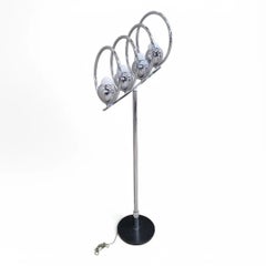 Mid Century Modern Quadruple Stack Chrome Eyeball Floor Lamp