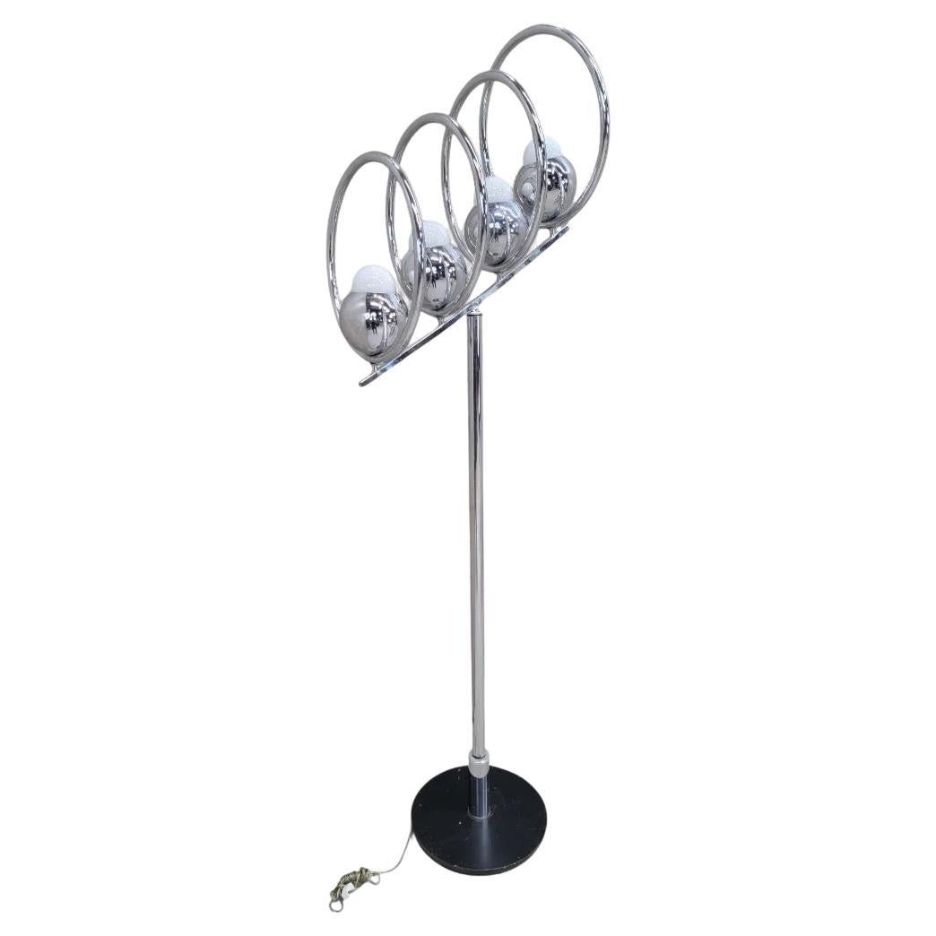 Lampada da terra quadrupla a pila cromata del Mid Century Modern