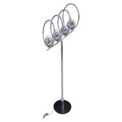 Mid Century Modern Quadruple Stack Chrome Eyeball Floor Lamp
