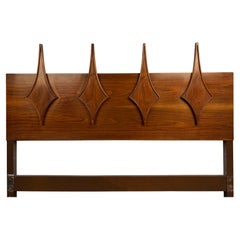 Mid-Century Modern Queen-Sized Sculptural Headboard in Walnut
