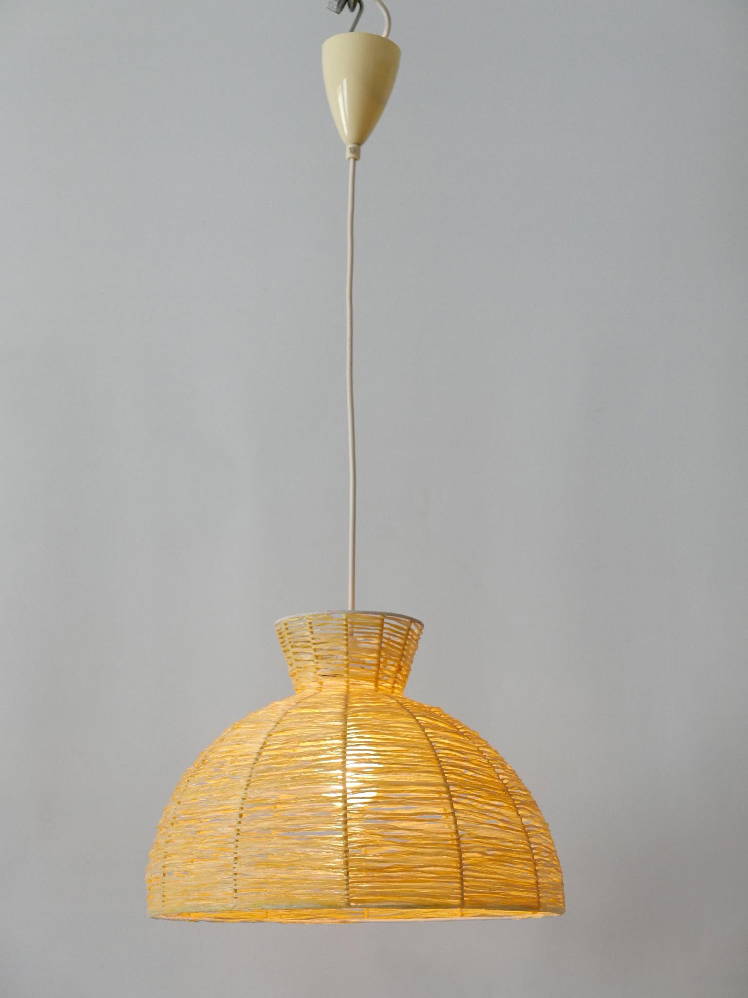 Mid-Century Modern Raffia Bast Pendant Lamp or Hanging Light Germany 1970s For Sale 5