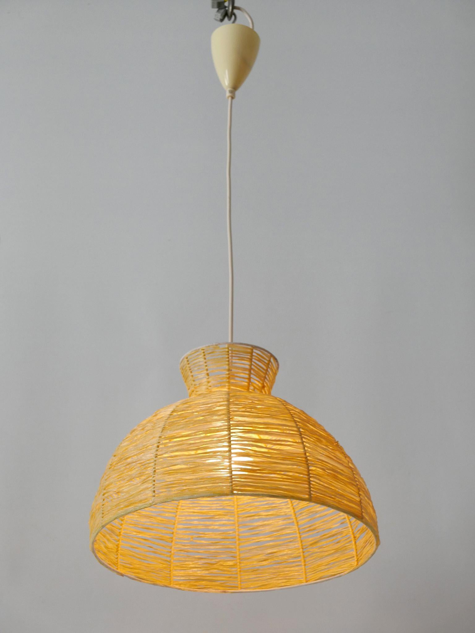 Mid-Century Modern Raffia Bast Pendant Lamp or Hanging Light Germany 1970s For Sale 6