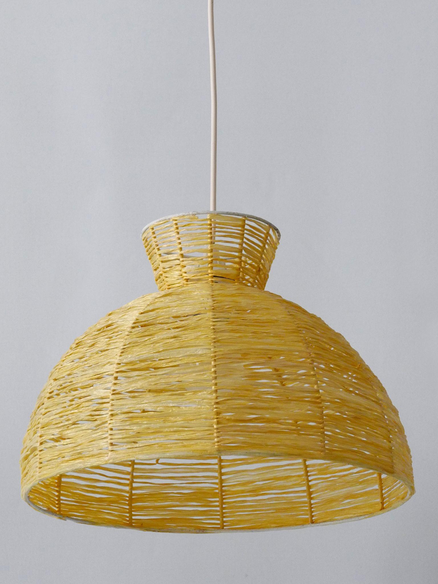 Mid-Century Modern Raffia Bast Pendant Lamp or Hanging Light Germany 1970s For Sale 7