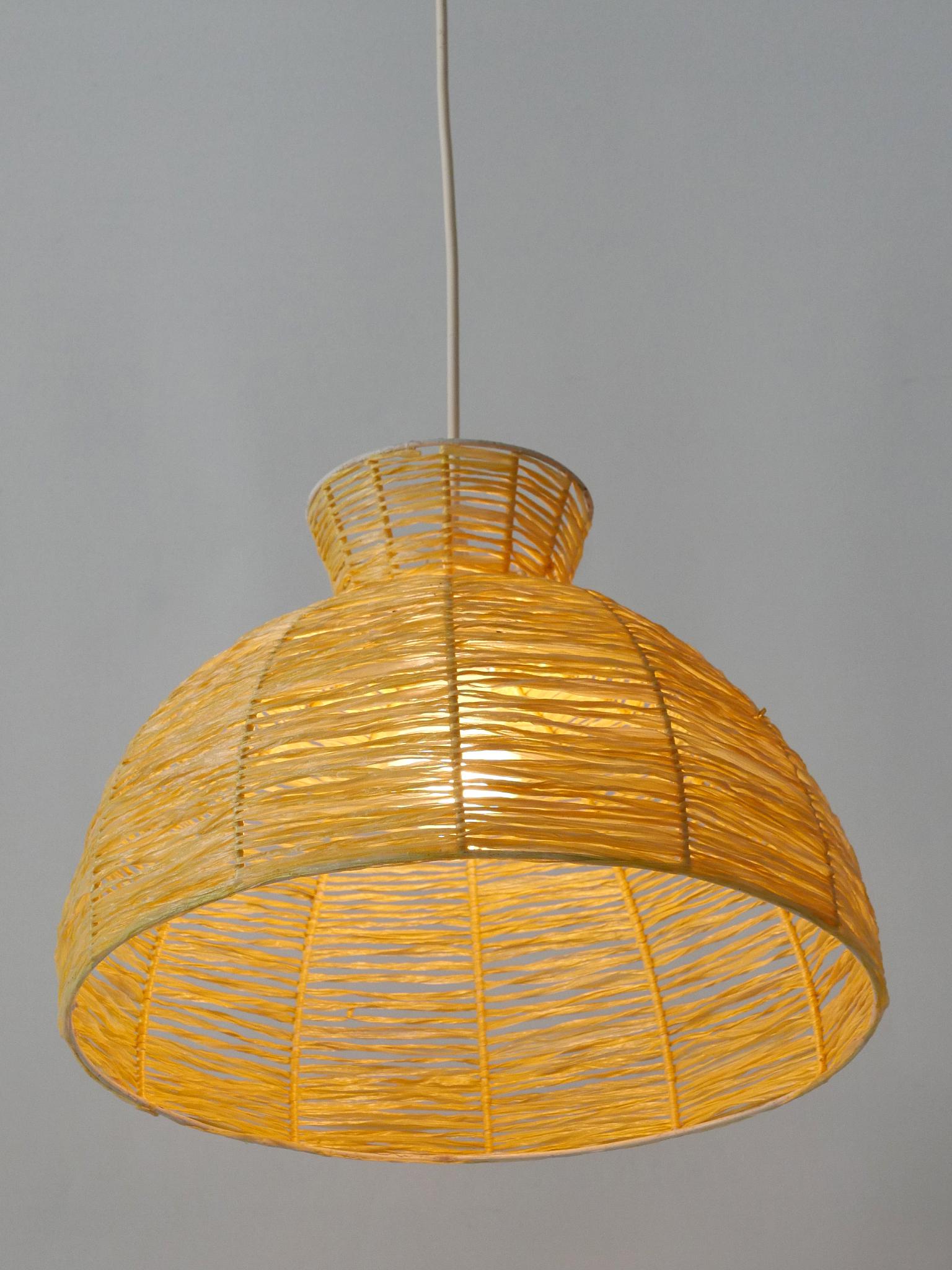 Mid-Century Modern Raffia Bast Pendant Lamp or Hanging Light Germany 1970s For Sale 8