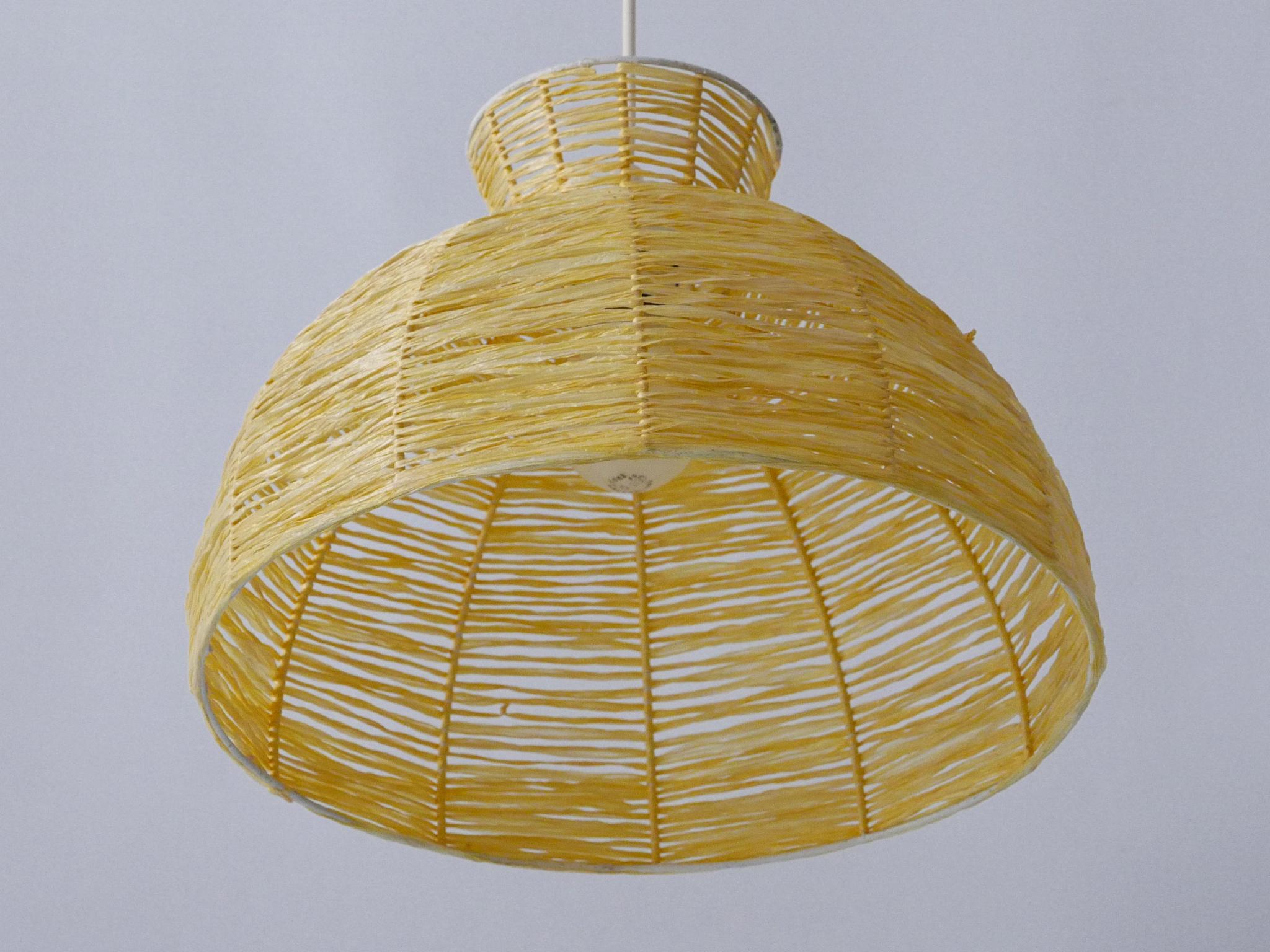 Mid-Century Modern Raffia Bast Pendant Lamp or Hanging Light Germany 1970s For Sale 9