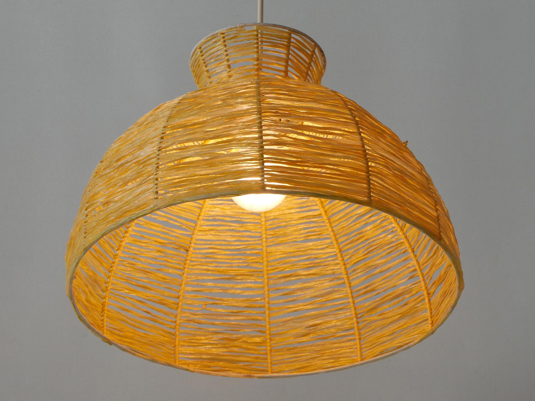 Mid-Century Modern Raffia Bast Pendant Lamp or Hanging Light Germany 1970s For Sale 10