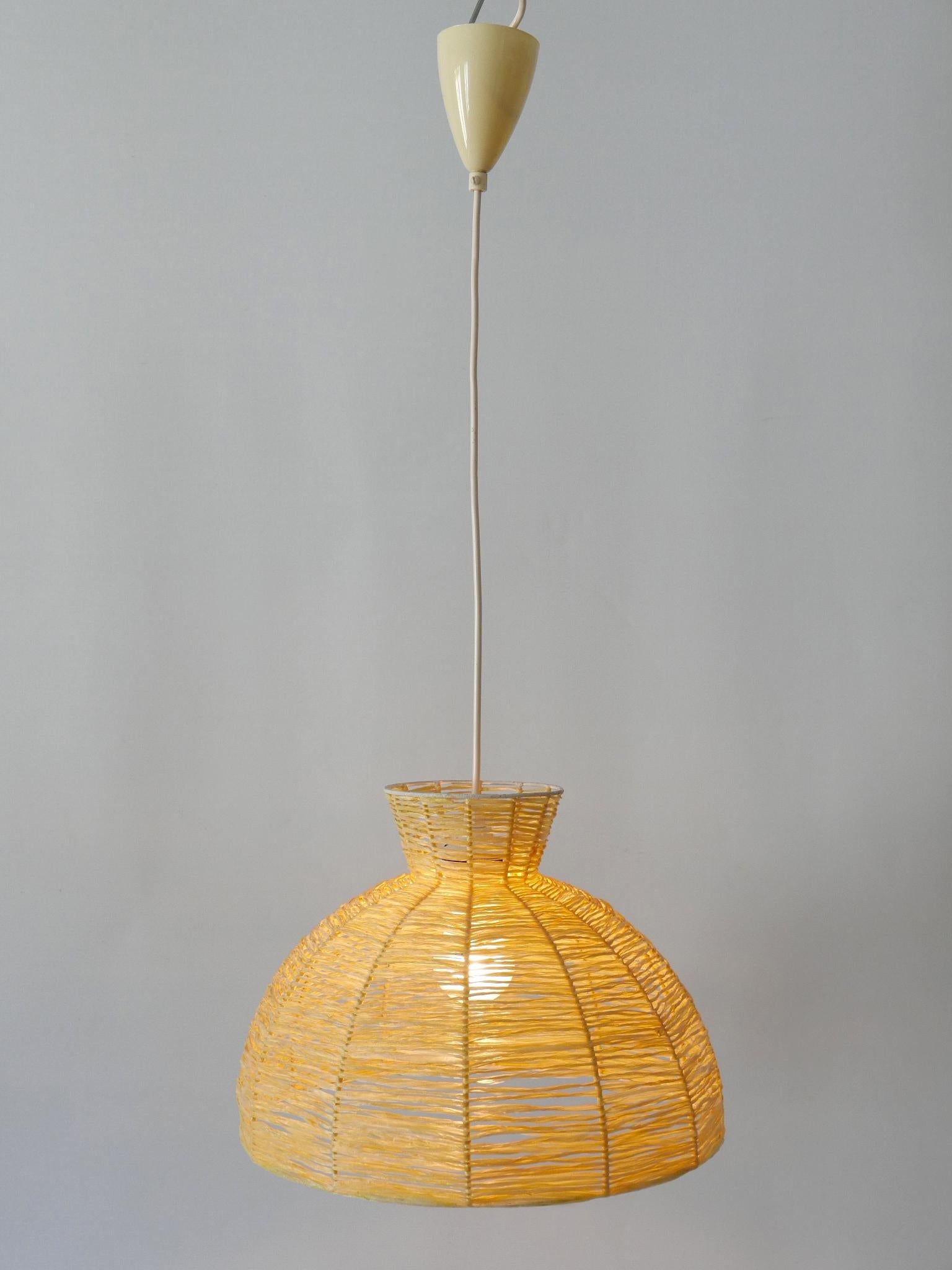 Mid-Century Modern Raffia Bast Pendant Lamp or Hanging Light Germany 1970s For Sale 1
