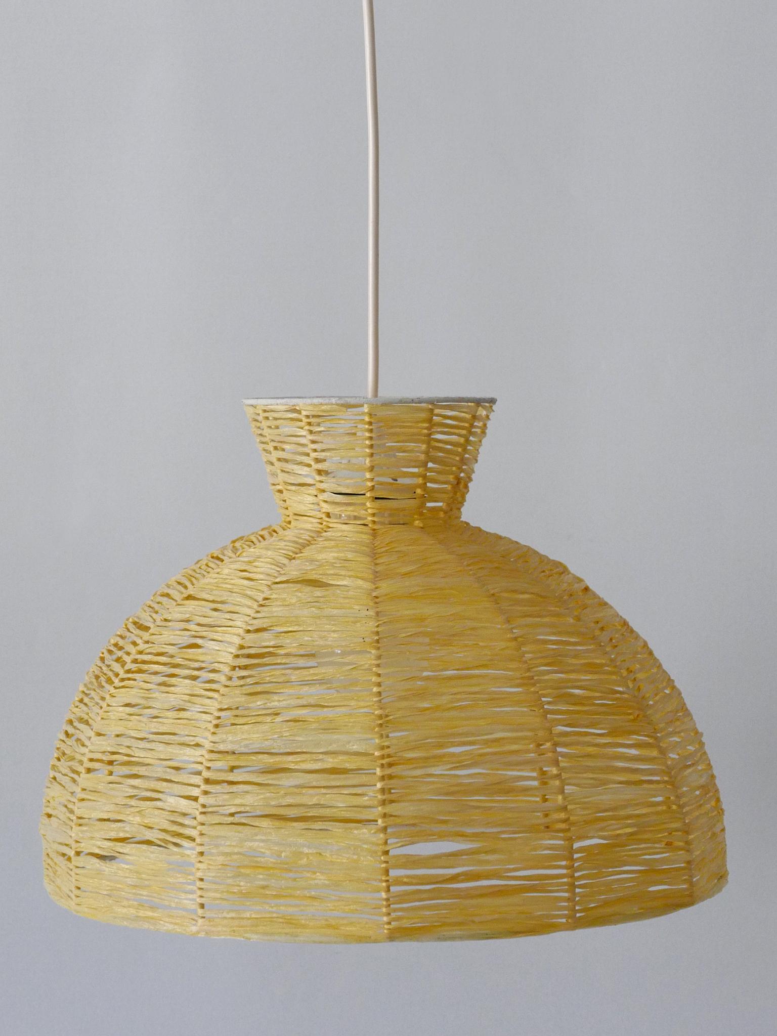 Mid-Century Modern Raffia Bast Pendant Lamp or Hanging Light Germany 1970s For Sale 2