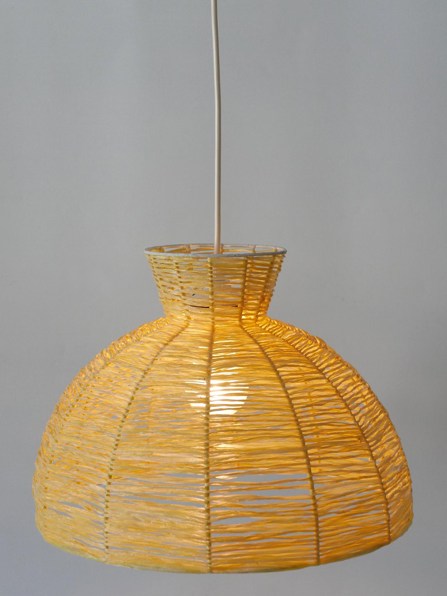 Mid-Century Modern Raffia Bast Pendant Lamp or Hanging Light Germany 1970s For Sale 3